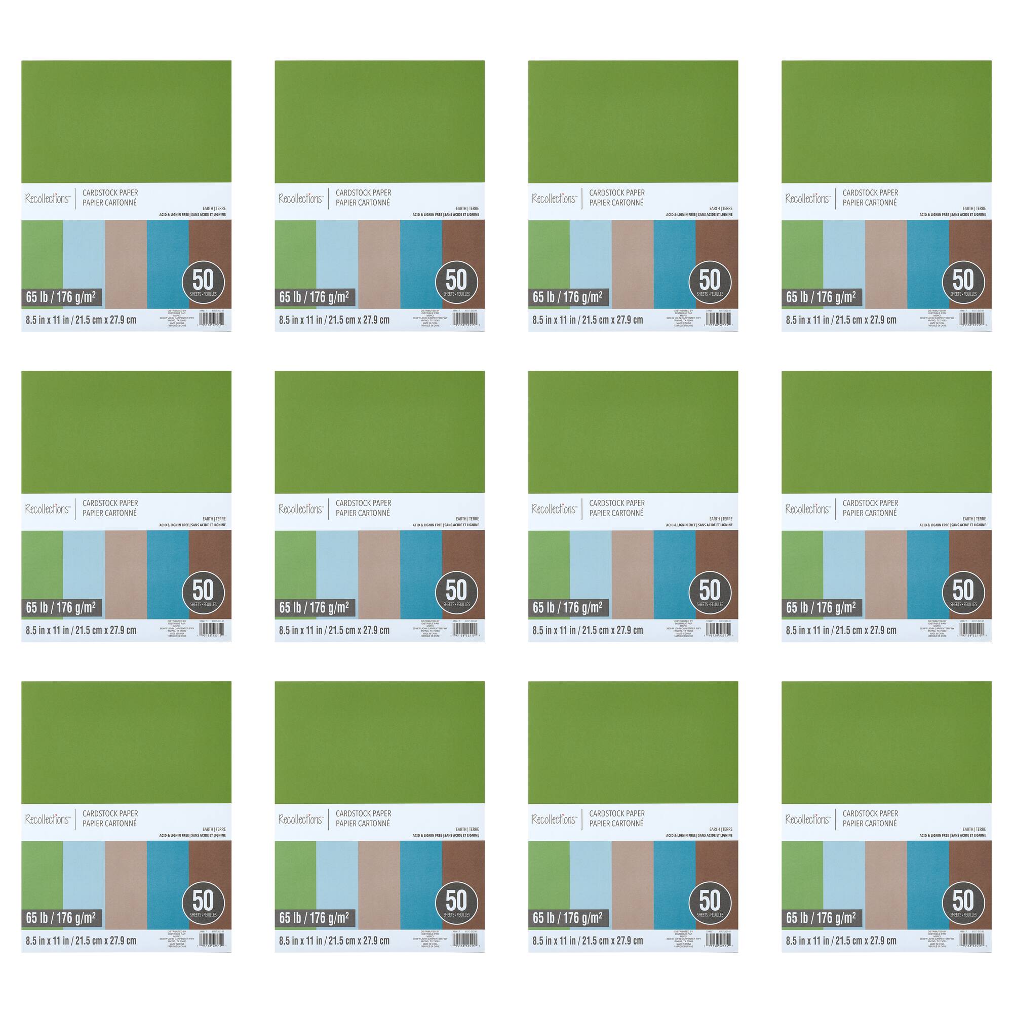 12 Packs: 50 ct. (600 total) Earth 8.5" x 11" Cardstock Paper by Recollections™